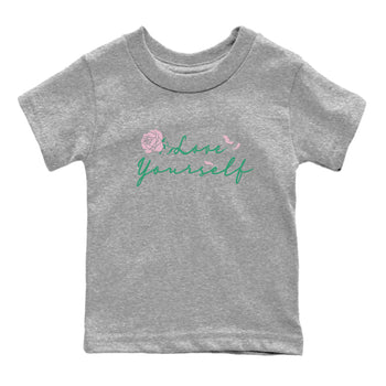 Dunk Low Medium Soft Pink Malachite shirt to match jordans Love Yourself sneaker tees Dunk Medium Soft Pink Malachite SNRT sneaker release tees baby toddler Heather Grey 2 cotton Shirt