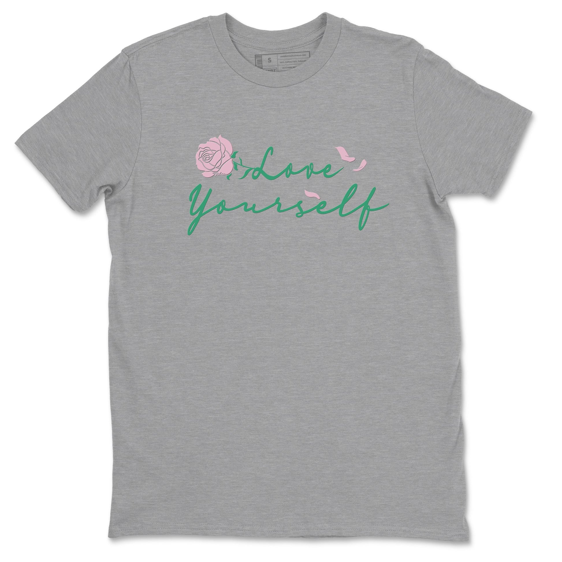 Dunk Low Medium Soft Pink Malachite shirt to match jordans Love Yourself sneaker tees Dunk Medium Soft Pink Malachite SNRT Sneaker Release Tees unisex cotton Heather Grey 2 crew neck shirt