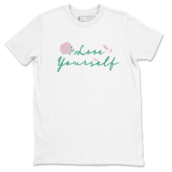 Dunk Low Medium Soft Pink Malachite shirt to match jordans Love Yourself sneaker tees Dunk Medium Soft Pink Malachite SNRT Sneaker Release Tees unisex cotton White 2 crew neck shirt