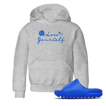 Yeezy Slide Azure shirts to match jordans Love Yourself sneaker match tees Yeezy Slide Azure SNRT Sneaker Tees streetwear brand Baby and Youth Heather Grey 1 cotton tee