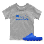 Yeezy Slide Azure shirts to match jordans Love Yourself sneaker match tees Yeezy Slide Azure SNRT Sneaker Tees streetwear brand Baby and Youth Heather Grey 1 cotton tee