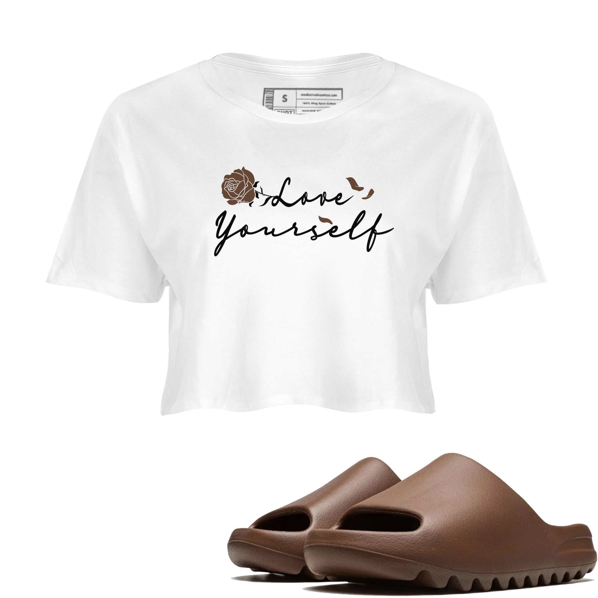 Yeezy Slide Flax shirts to match jordans Love Yourself sneaker match tees Yeezy Slide Flax SNRT Sneaker Tees streetwear brand White 1 crop tee