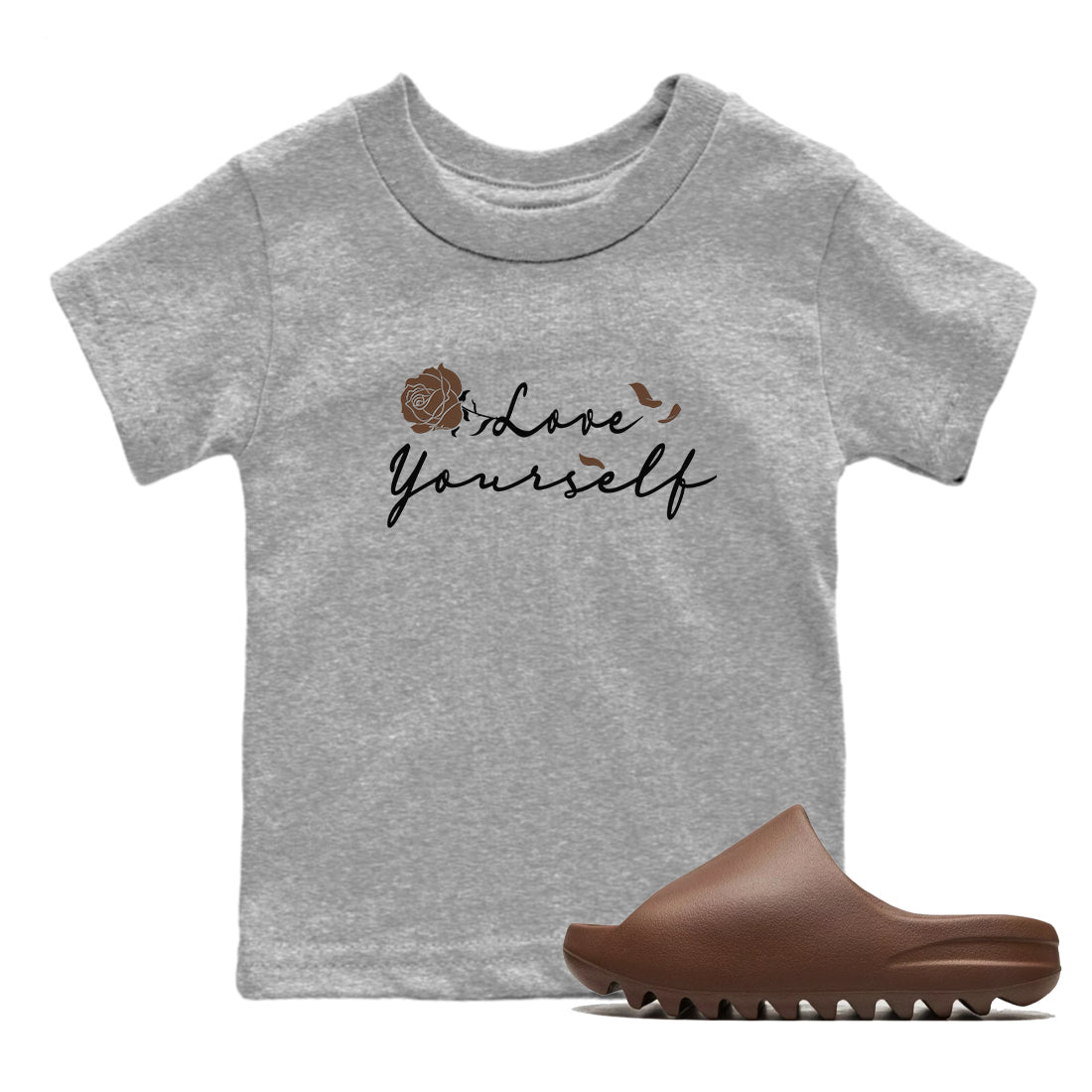 Yeezy Slide Flax shirts to match jordans Love Yourself sneaker match tees Yeezy Slide Flax SNRT Sneaker Tees streetwear brand Baby and Youth Heather Grey 1 cotton tee