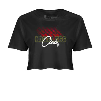 1s Travis Scott Medium Olive shirts to match jordans Loveless Club sneaker match tees Air Jordan 1 Travis Scott Medium Olive SNRT Sneaker Tees streetwear brand Black 2 crop tee