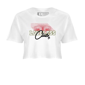 1s Travis Scott Medium Olive shirts to match jordans Loveless Club sneaker match tees Air Jordan 1 Travis Scott Medium Olive SNRT Sneaker Tees streetwear brand White 2 crop tee