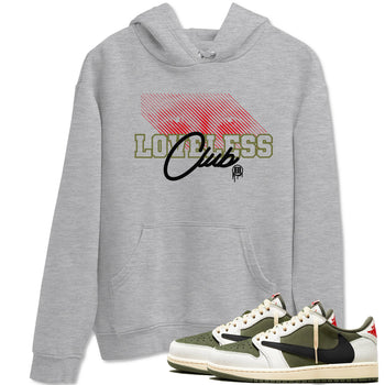 1s Travis Scott Medium Olive shirts to match jordans Loveless Club sneaker match tees Air Jordan 1 Travis Scott Medium Olive SNRT Sneaker Tees streetwear brand Heather Grey 1 unisex cotton tee