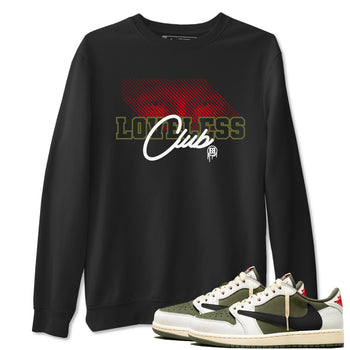 1s Travis Scott Medium Olive shirts to match jordans Loveless Club sneaker match tees Air Jordan 1 Travis Scott Medium Olive SNRT Sneaker Tees streetwear brand Black 1 unisex cotton tee