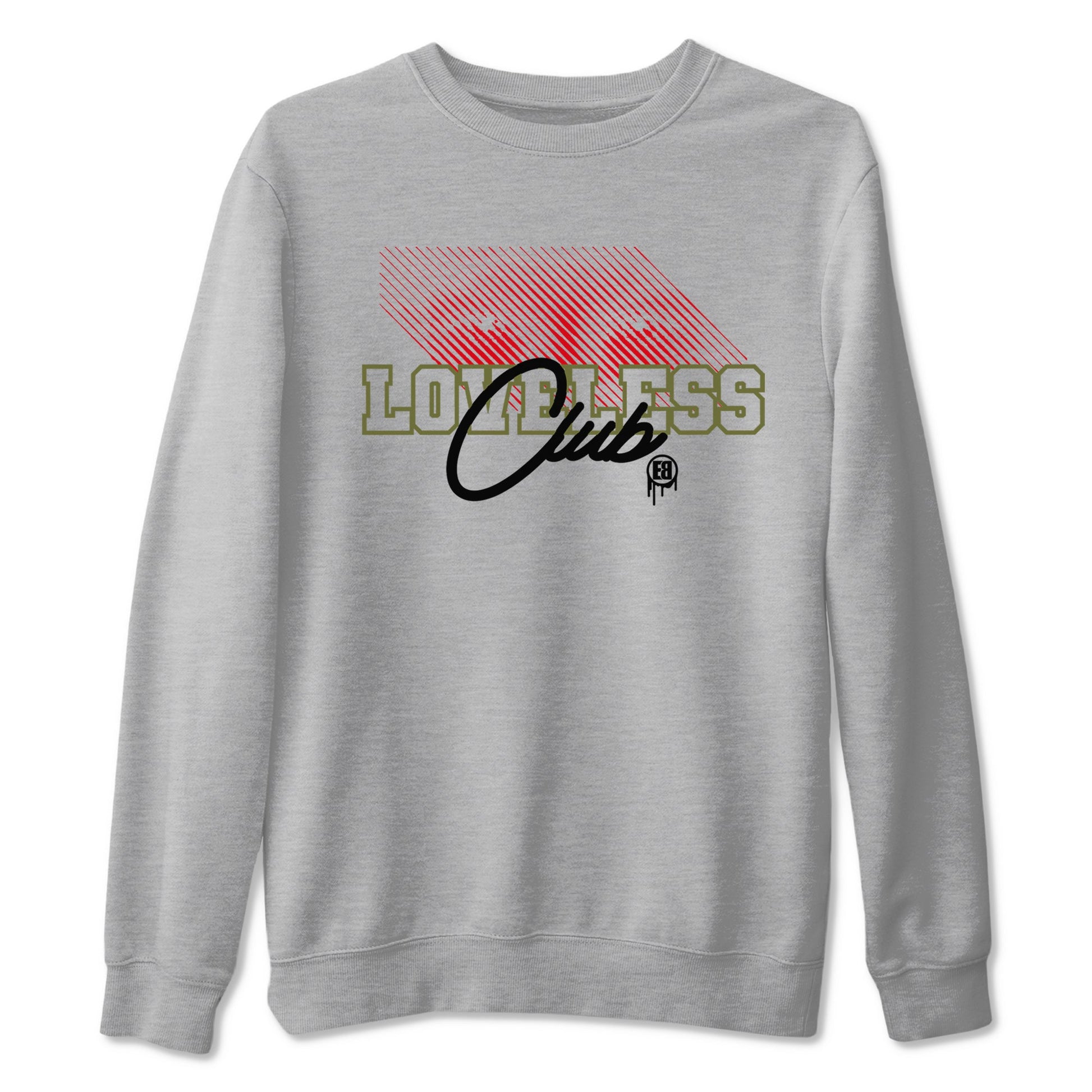 1s Travis Scott Medium Olive shirts to match jordans Loveless Club sneaker match tees Air Jordan 1 Travis Scott Medium Olive SNRT Sneaker Tees streetwear brand Heather Grey 2 unisex cotton tee