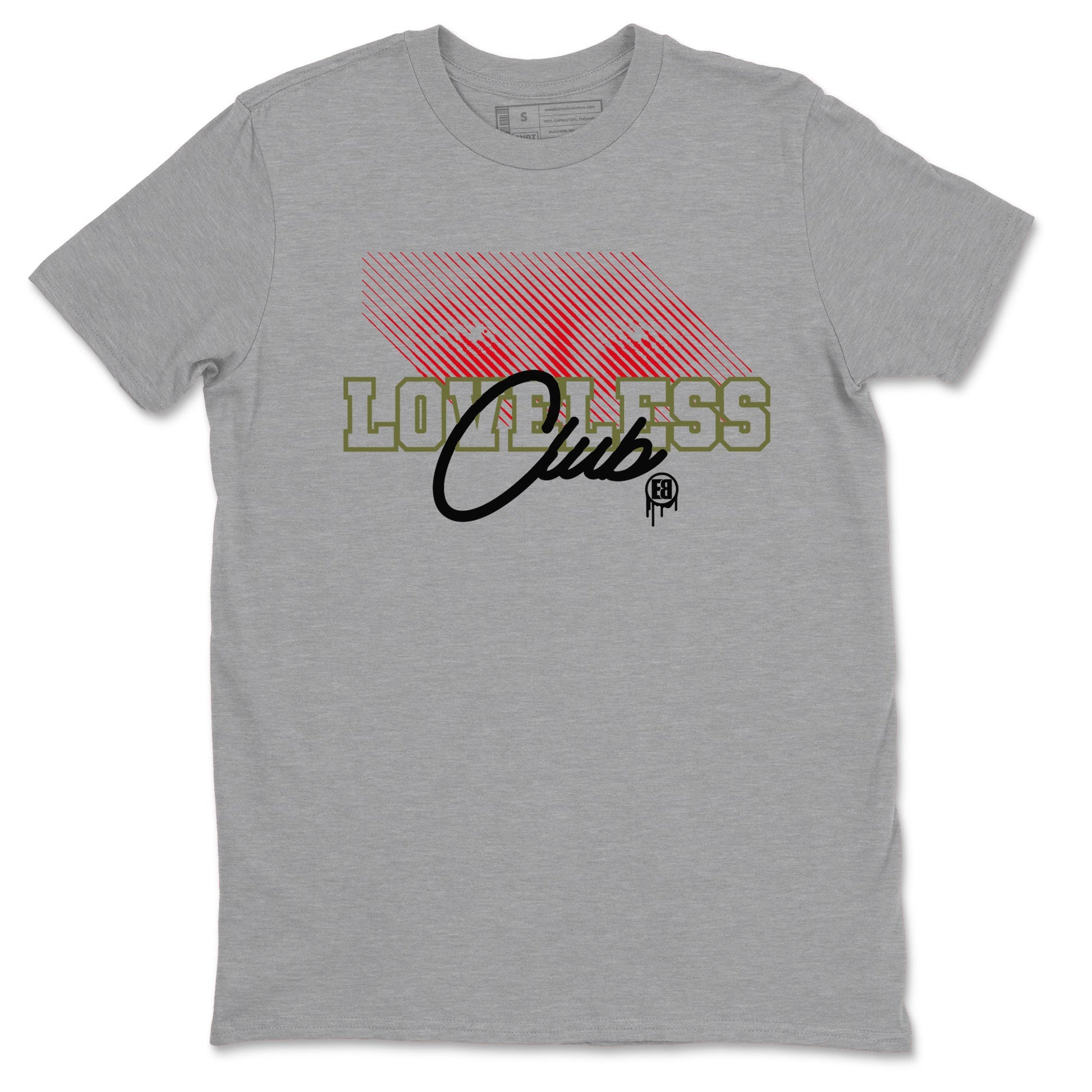 1s Travis Scott Medium Olive shirts to match jordans Loveless Club sneaker match tees Air Jordan 1 Travis Scott Medium Olive SNRT Sneaker Tees streetwear brand Heather Grey 2 unisex cotton tee