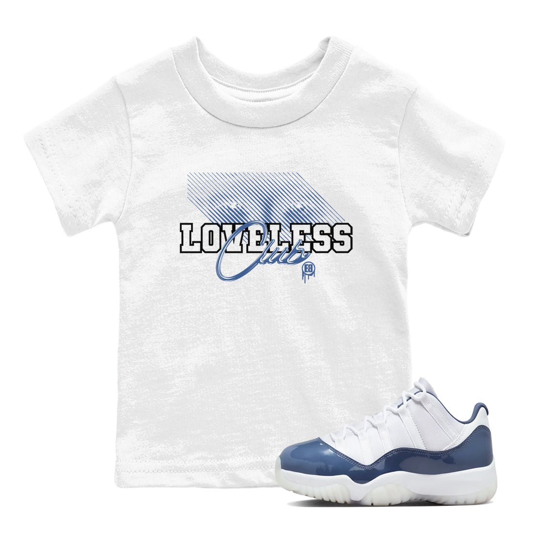 AJ11 Diffused Blue shirts to match jordans Loveless Club sneaker match tees Air Jordan 11 Diffused Blue SNRT Sneaker Tees streetwear brand Baby and Youth White 1 cotton tee