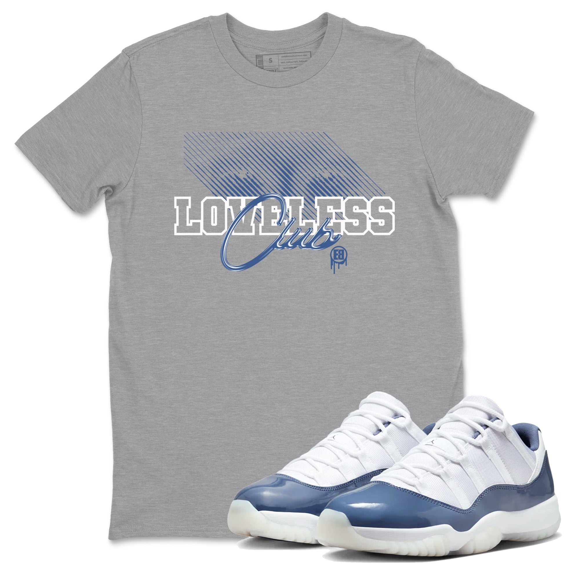 AJ11 Diffused Blue shirts to match jordans Loveless Club sneaker match tees Air Jordan 11 Diffused Blue SNRT Sneaker Tees streetwear brand Heather Grey 1 unisex cotton tee