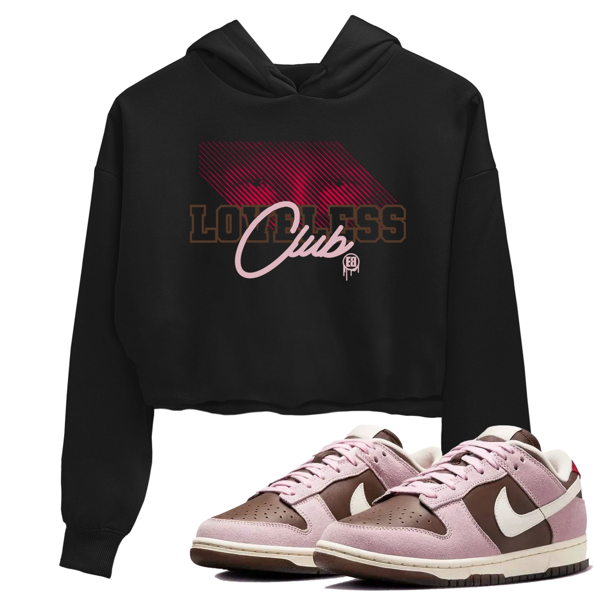 Dunk Cacao Wow And Pink Foam shirts to match jordans Loveless Club sneaker match tees Dunk Cacao Wow And Pink Foam SNRT Sneaker Tees streetwear brand Black 1 crop tee
