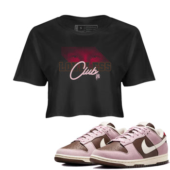 Dunk Cacao Wow And Pink Foam shirts to match jordans Loveless Club sneaker match tees Dunk Cacao Wow And Pink Foam SNRT Sneaker Tees streetwear brand Black 1 crop tee