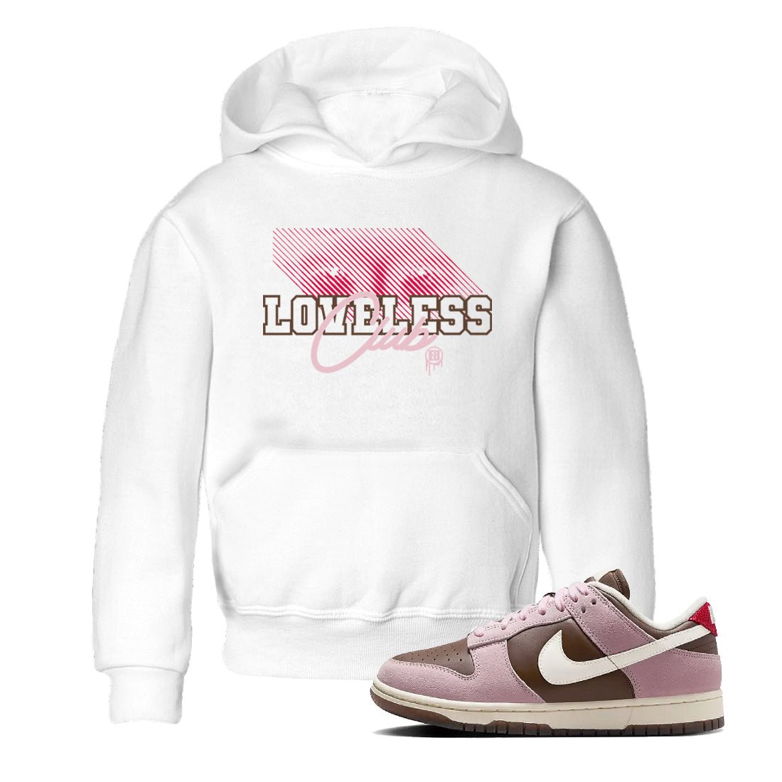 Dunk Cacao Wow And Pink Foam shirts to match jordans Loveless Club sneaker match tees Dunk Cacao Wow And Pink Foam SNRT Sneaker Tees streetwear brand Baby and Youth White 1 cotton tee