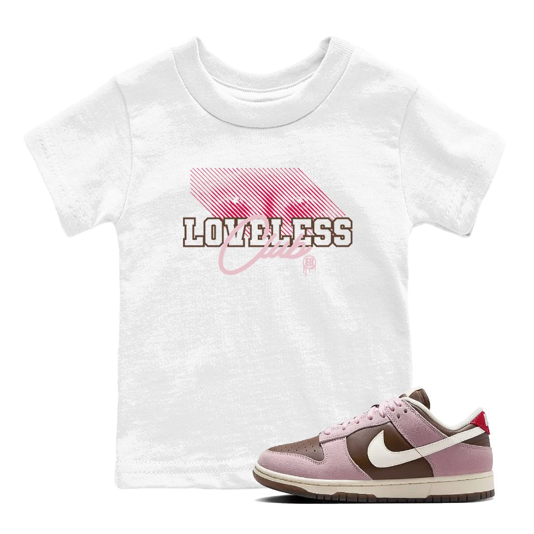 Dunk Cacao Wow And Pink Foam shirts to match jordans Loveless Club sneaker match tees Dunk Cacao Wow And Pink Foam SNRT Sneaker Tees streetwear brand Baby and Youth White 1 cotton tee