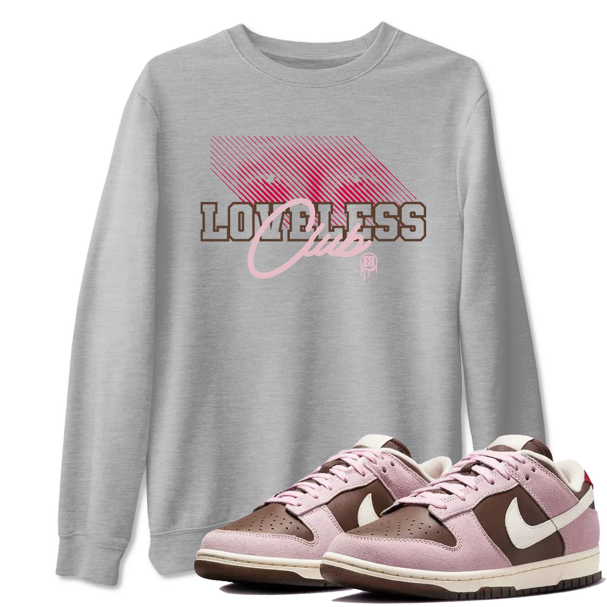 Dunk Cacao Wow And Pink Foam shirts to match jordans Loveless Club sneaker match tees Dunk Cacao Wow And Pink Foam SNRT Sneaker Tees streetwear brand Heather Grey 1 unisex cotton tee