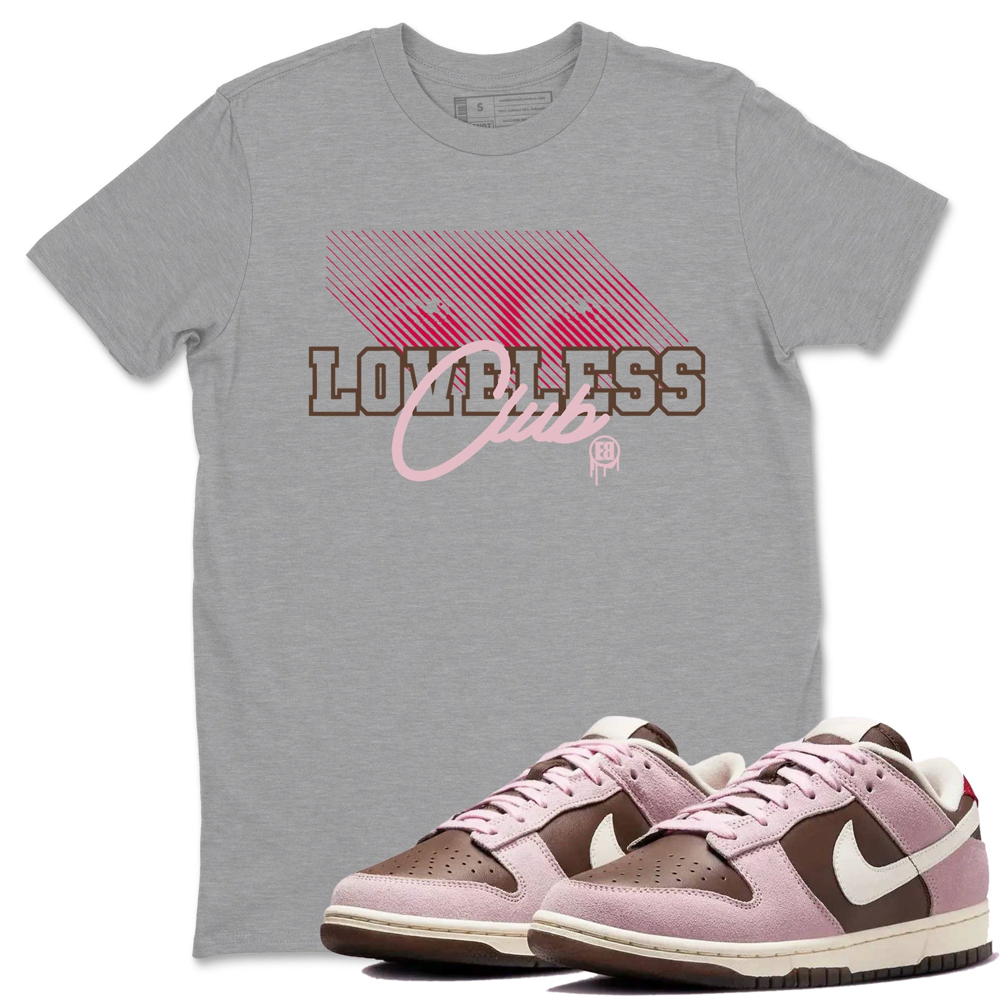 Dunk Cacao Wow And Pink Foam shirts to match jordans Loveless Club sneaker match tees Dunk Cacao Wow And Pink Foam SNRT Sneaker Tees streetwear brand Heather Grey 1 unisex cotton tee