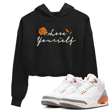 3s Georgia Peach shirt to match jordans Love Yourself sneaker tees Air Jordan 3 Georgia Peach SNRT Sneaker Release Tees Black 1 crop length shirt
