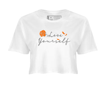 3s Georgia Peach shirt to match jordans Love Yourself sneaker tees Air Jordan 3 Georgia Peach SNRT Sneaker Release Tees White 2 crop length shirt