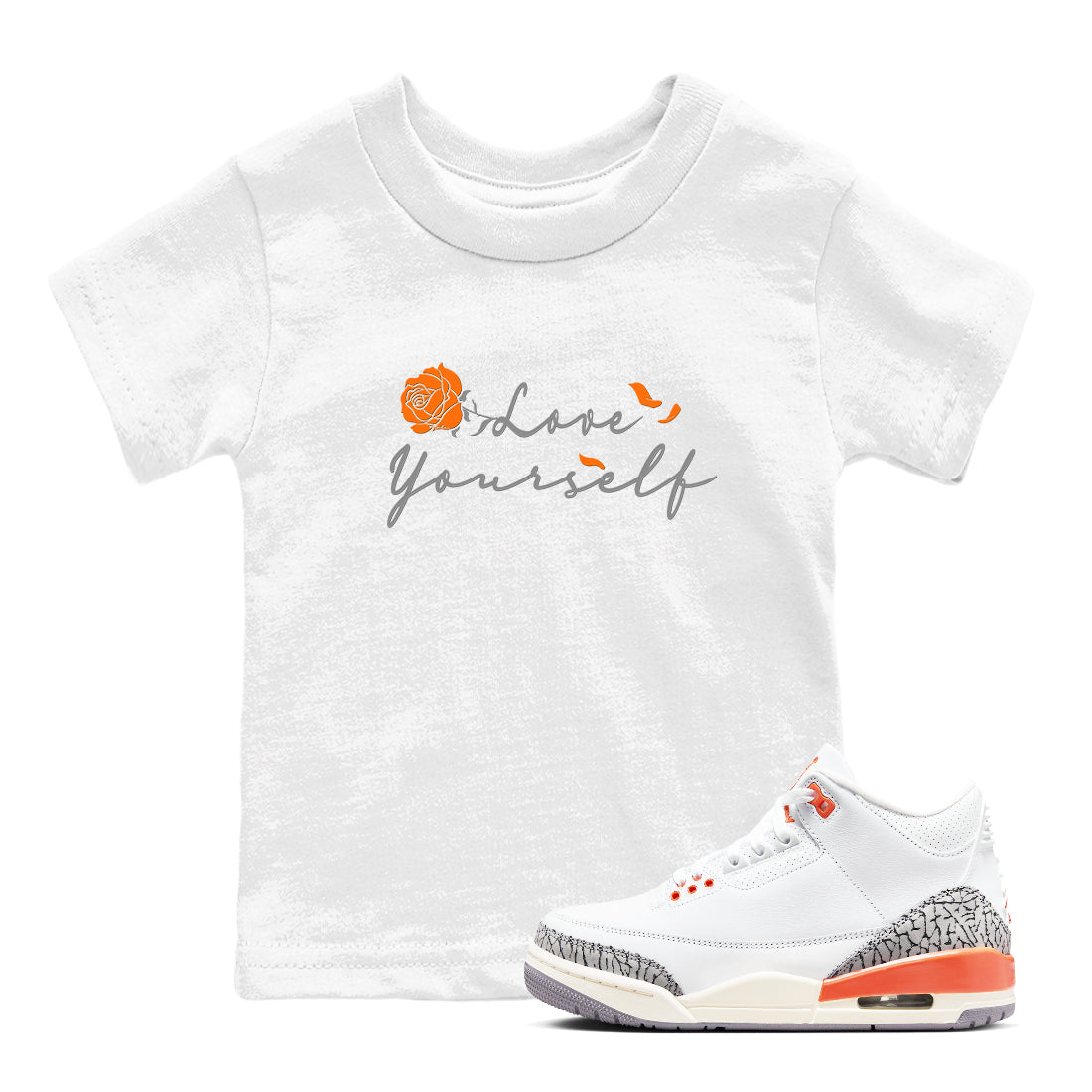 3s Georgia Peach shirt to match jordans Love Yourself sneaker tees Air Jordan 3 Georgia Peach SNRT sneaker release tees baby toddler White 1 cotton Shirt