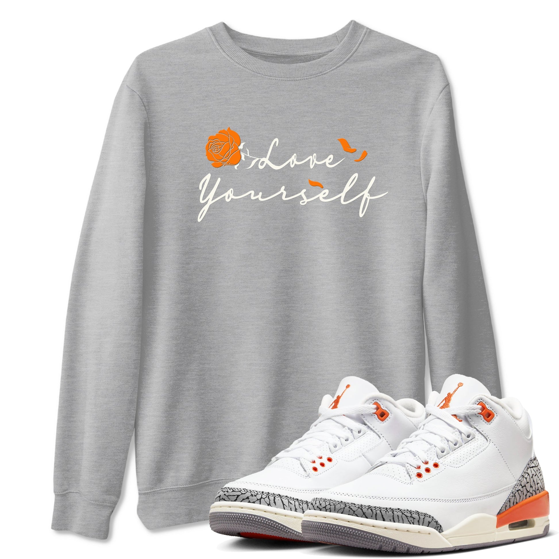 3s Georgia Peach shirt to match jordans Love Yourself sneaker tees Air Jordan 3 Georgia Peach SNRT Sneaker Release Tees unisex cotton Heather Grey 1 crew neck shirt