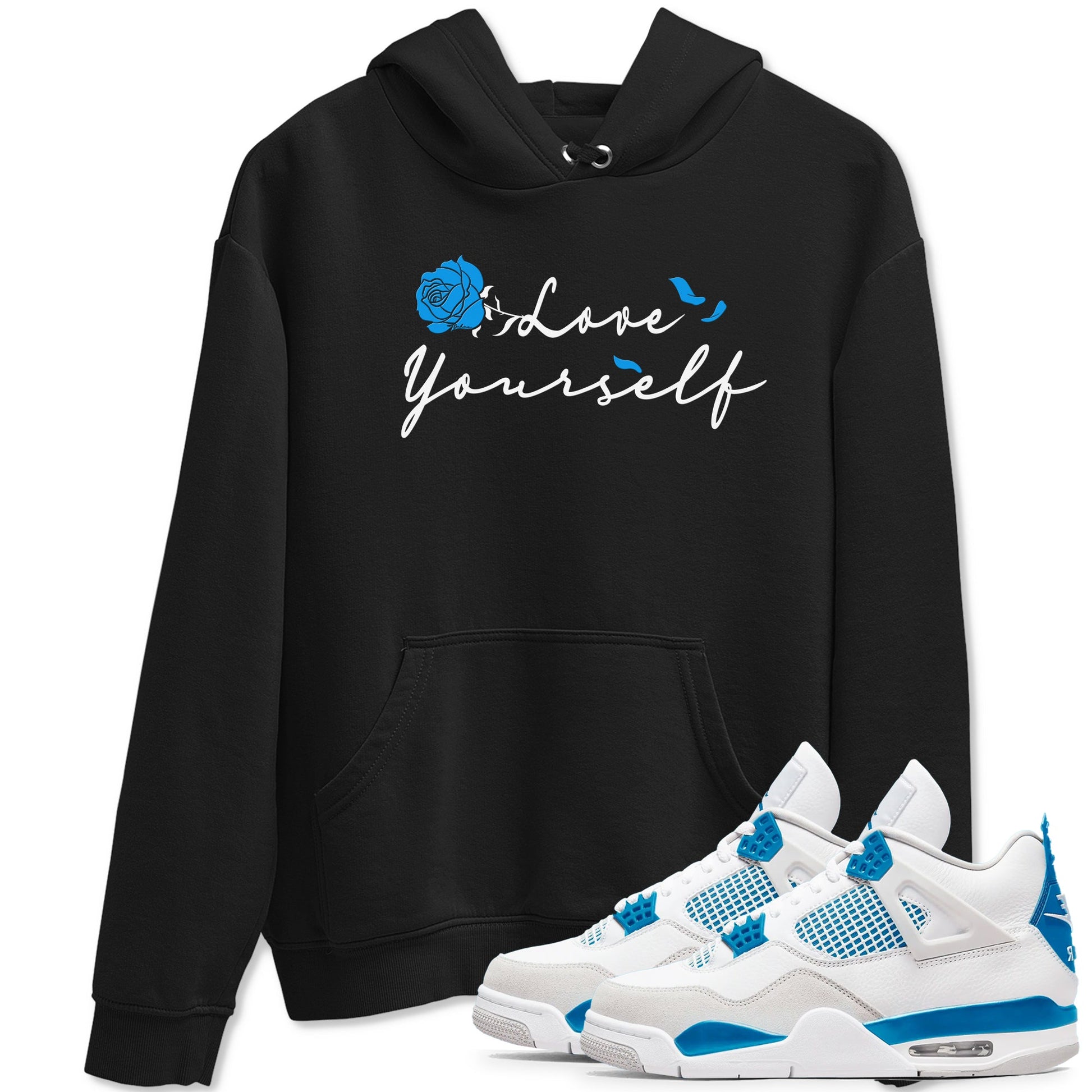AJ 4 Military Blue shirt to match jordans Love Yourself sneaker tees Air Jordan 4 Military Blue SNRT Sneaker Release Tees unisex cotton Black 1 crew neck shirt