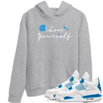 AJ 4 Military Blue shirt to match jordans Love Yourself sneaker tees Air Jordan 4 Military Blue SNRT Sneaker Release Tees unisex cotton Heather Grey 1 crew neck shirt