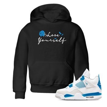 AJ 4 Military Blue shirt to match jordans Love Yourself sneaker tees Air Jordan 4 Military Blue SNRT sneaker release tees baby toddler Black 1 cotton Shirt