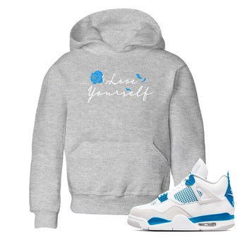 AJ 4 Military Blue shirt to match jordans Love Yourself sneaker tees Air Jordan 4 Military Blue SNRT sneaker release tees baby toddler Heather Grey 1 cotton Shirt