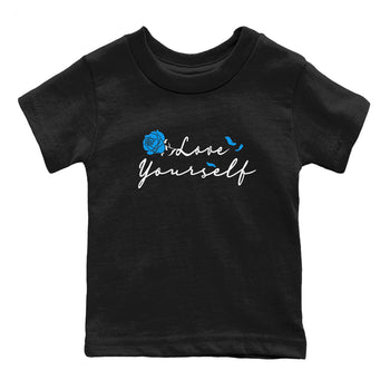 AJ 4 Military Blue shirt to match jordans Love Yourself sneaker tees Air Jordan 4 Military Blue SNRT sneaker release tees baby toddler Black 2 cotton Shirt