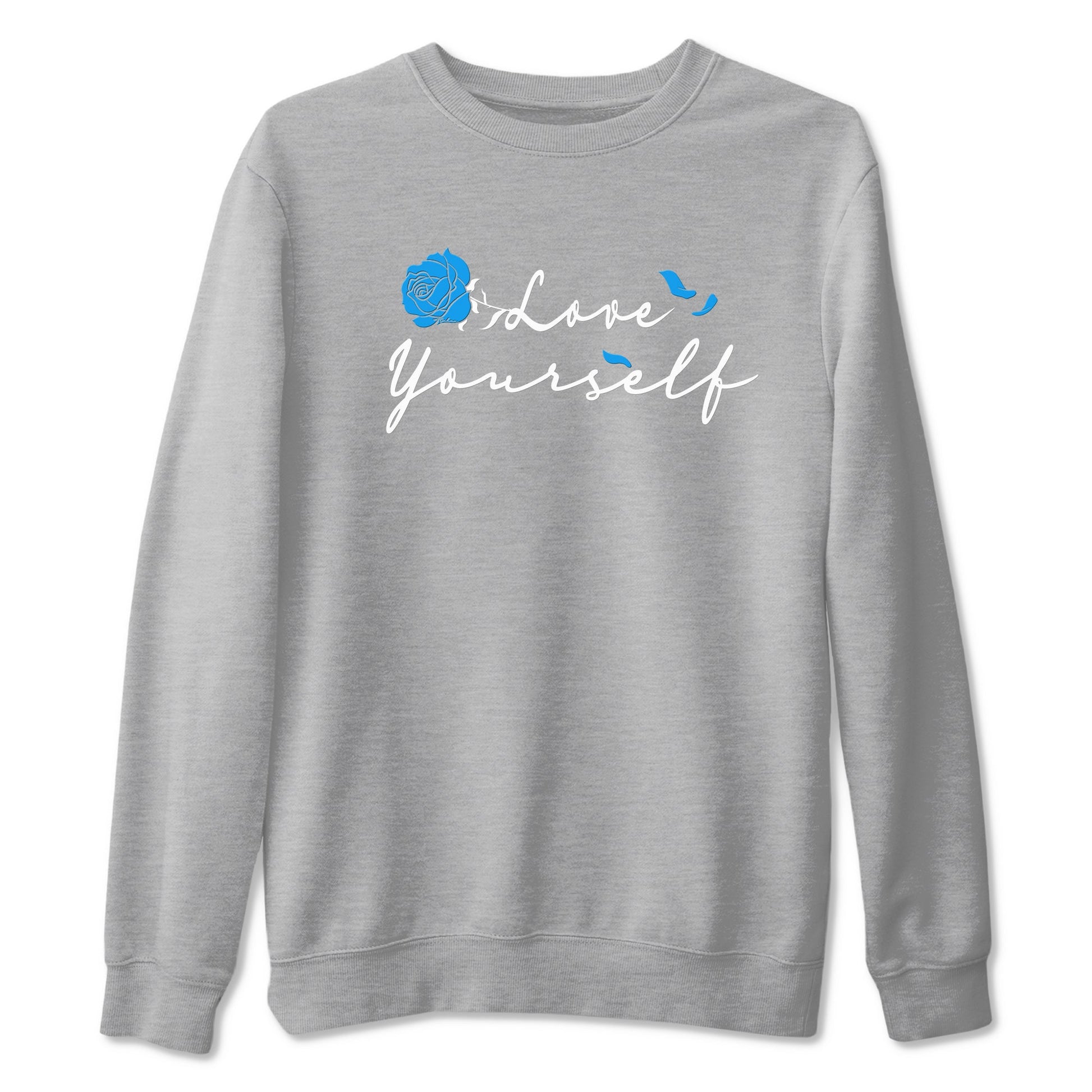 AJ 4 Military Blue shirt to match jordans Love Yourself sneaker tees Air Jordan 4 Military Blue SNRT Sneaker Release Tees unisex cotton Heather Grey 2 crew neck shirt