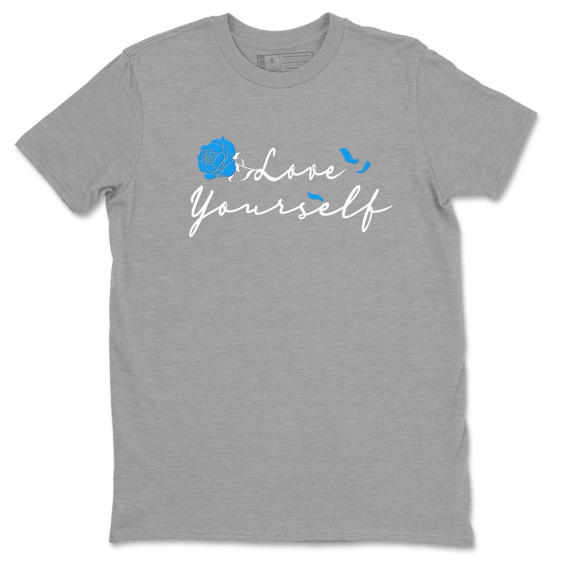 AJ 4 Military Blue shirt to match jordans Love Yourself sneaker tees Air Jordan 4 Military Blue SNRT Sneaker Release Tees unisex cotton Heather Grey 2 crew neck shirt