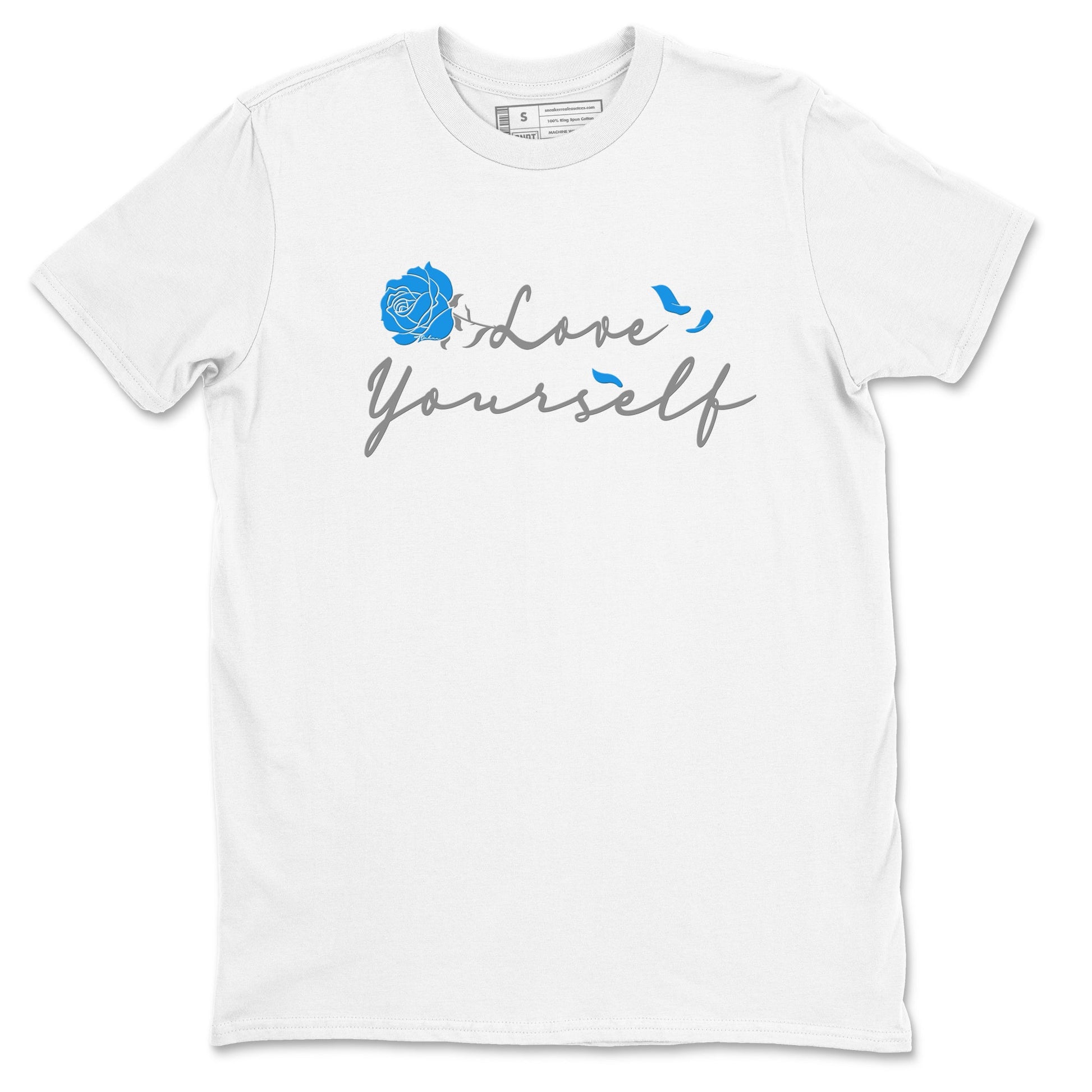 AJ 4 Military Blue shirt to match jordans Love Yourself sneaker tees Air Jordan 4 Military Blue SNRT Sneaker Release Tees unisex cotton White 2 crew neck shirt