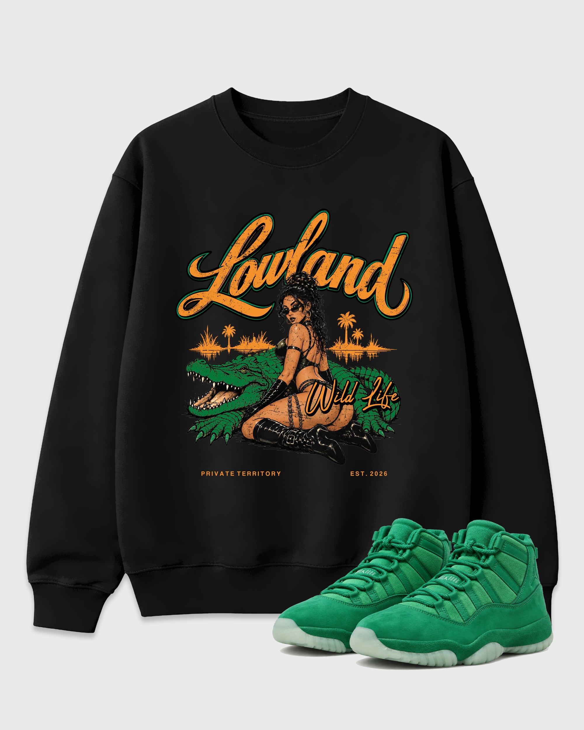 Lowland Air Jordan 11 Green Screen Matching Graphic Sweatshirt