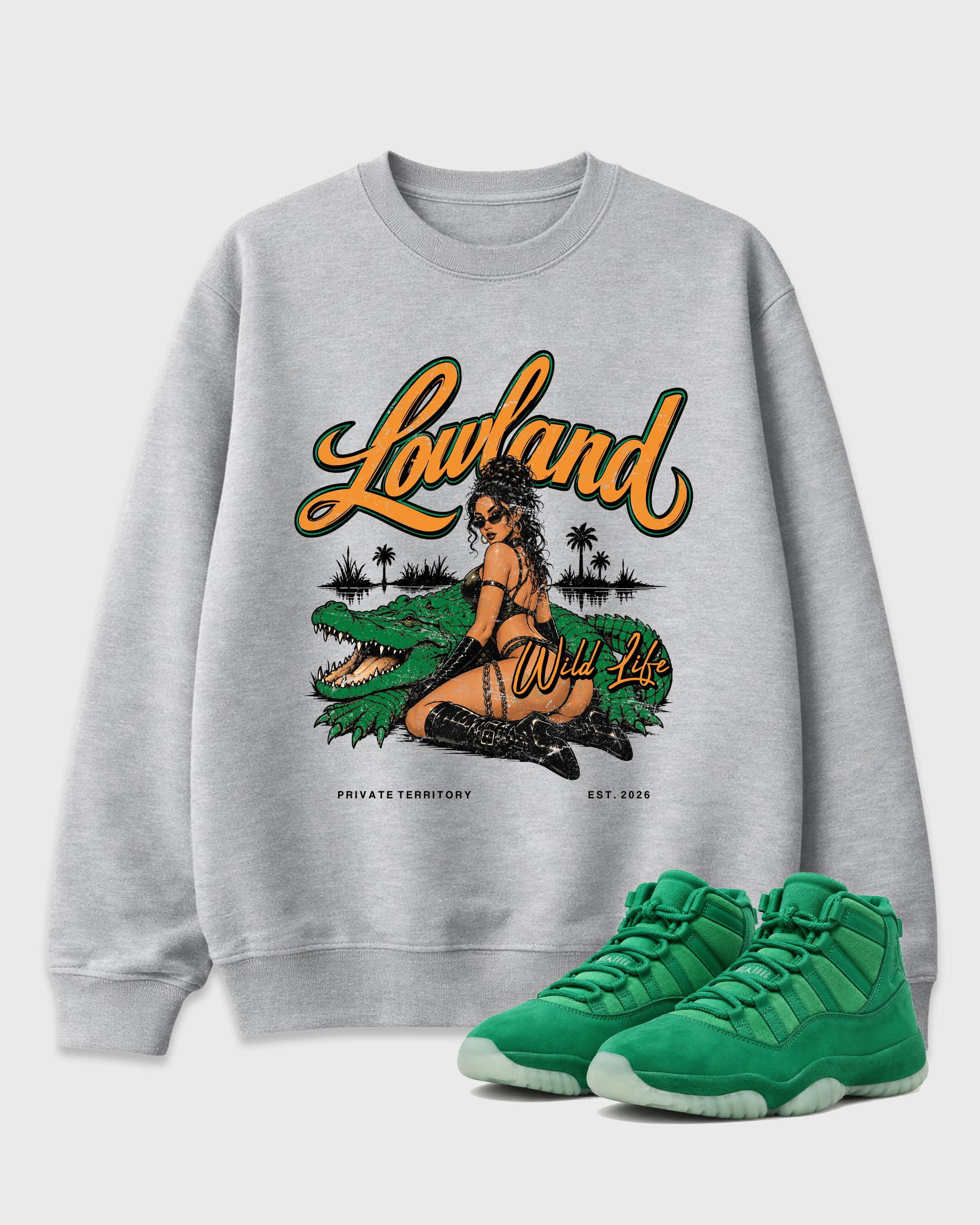 Lowland Air Jordan 11 Green Screen Matching Graphic Sweatshirt