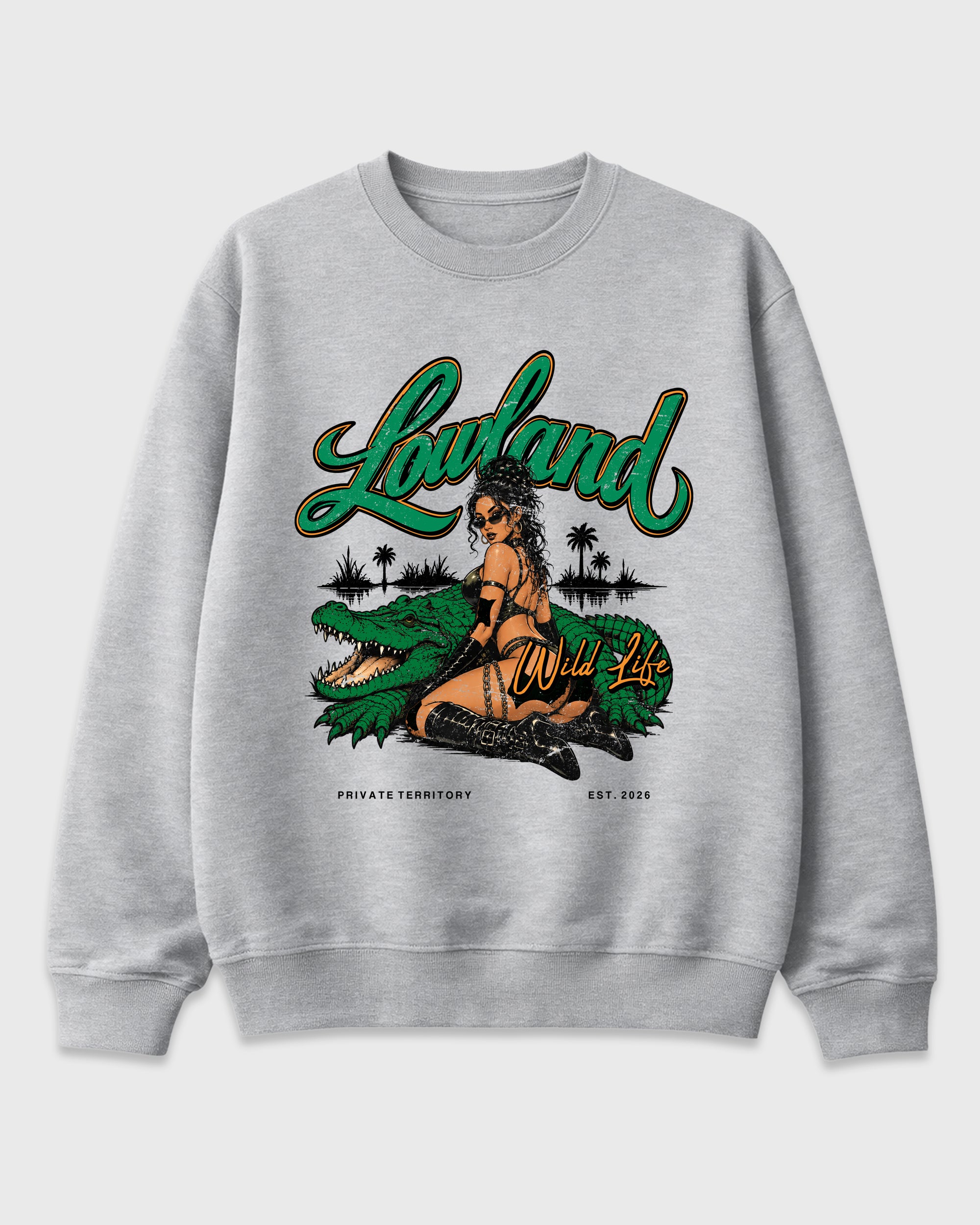 Lowland Graphic T-Shirt featuring original streetwear artwork designed to match the Air Jordan 11 Green Screen. Heather Grey 2 Graphic Tee.