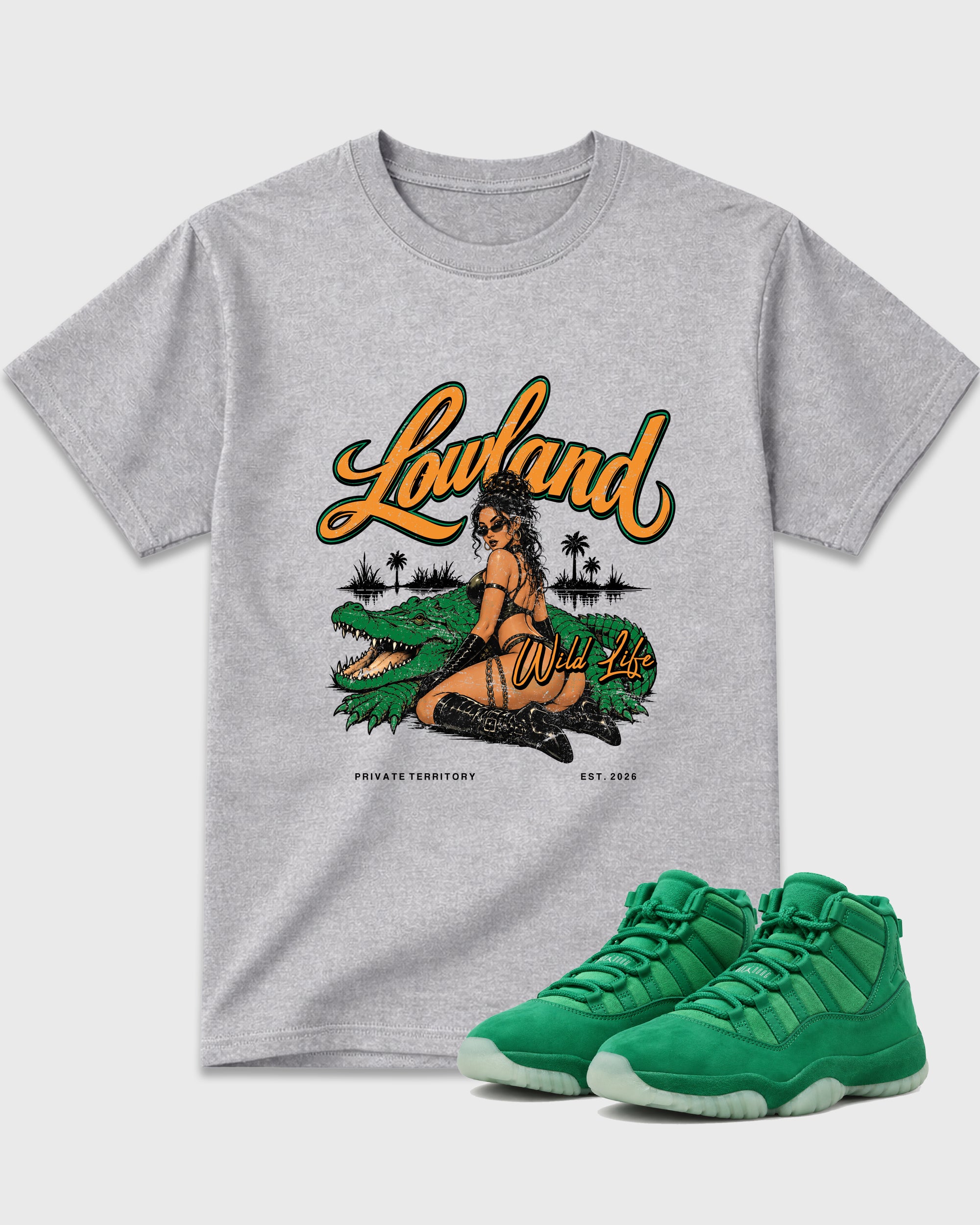Lowland Air Jordan 11 Green Screen Matching Graphic Tee