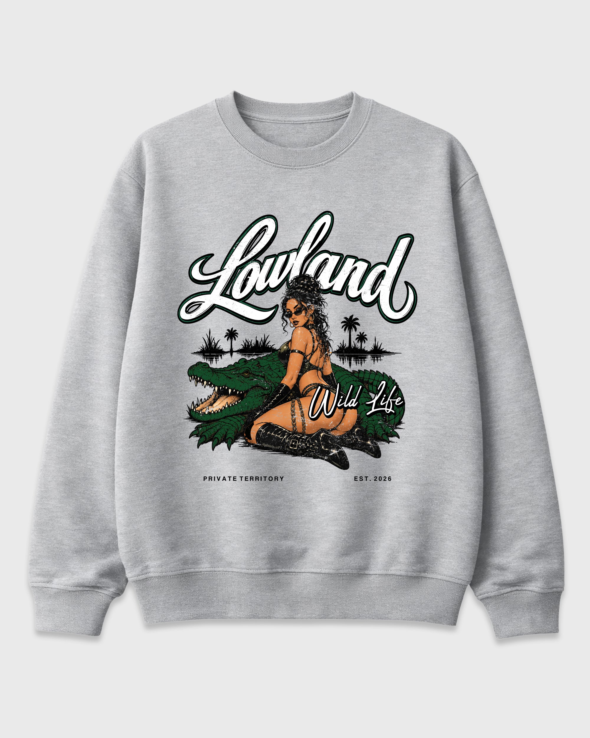Lowland Graphic T-Shirt featuring original streetwear artwork designed to match the Air Jordan 14 Forest Green. Heather Grey 2 Graphic Tee.