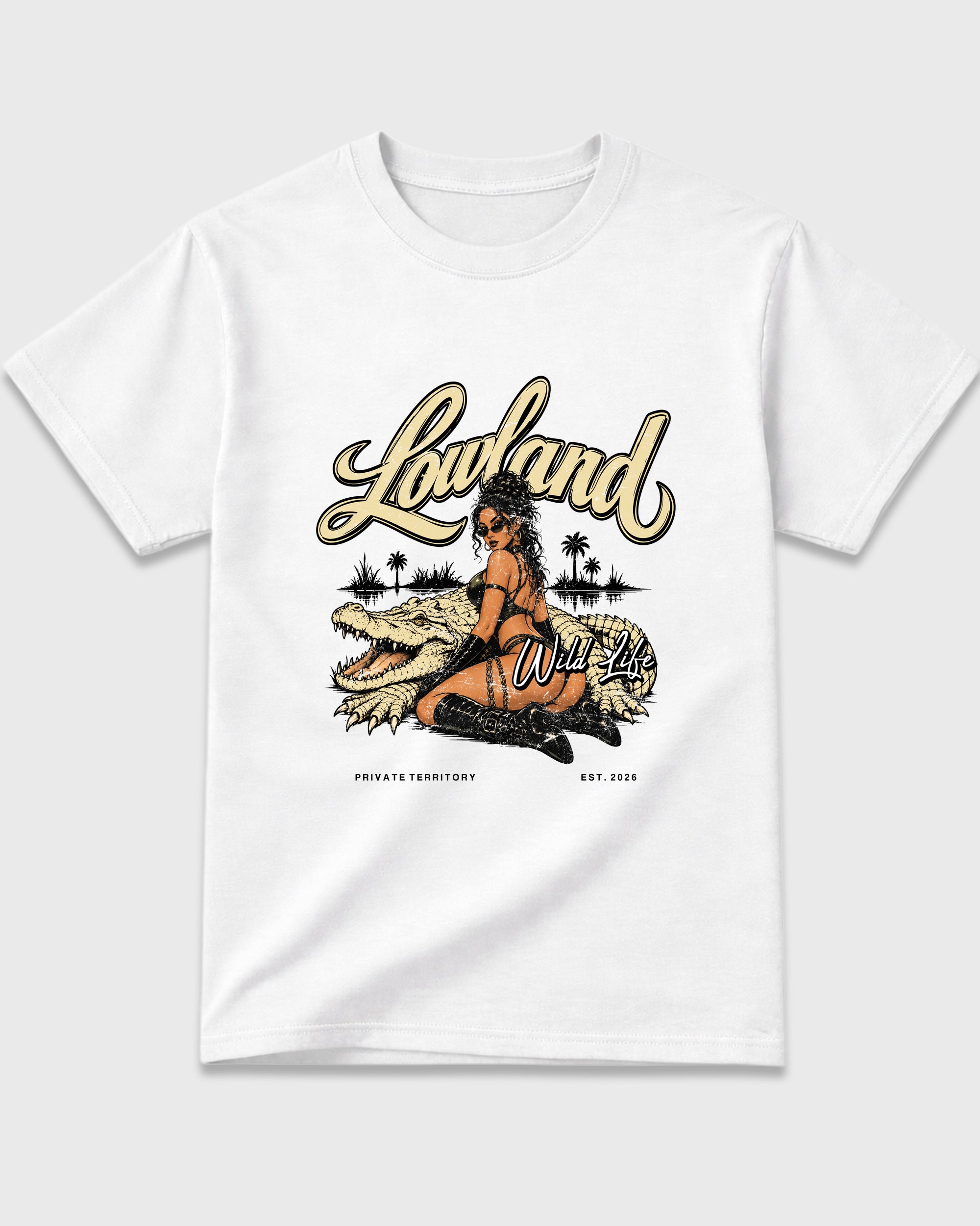 Lowland Graphic T-Shirt featuring original streetwear artwork designed to match the Air Jordan 4 X J Balvin Amazonas. White 2 Graphic T-Shirt.