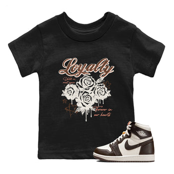 Sneaker match tees – Sneaker Tees To Match Air Jordan 1 Baroque Brown Shoes – Loyalty Kids T-Shirt Black 1