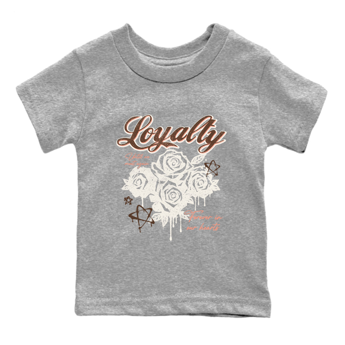 Sneaker match tees – Sneaker Tees To Match Air Jordan 1 Baroque Brown Shoes – Loyalty Kids T-Shirt Heather Grey 2