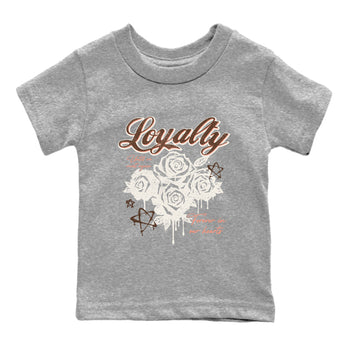 Sneaker match tees – Sneaker Tees To Match Air Jordan 1 Baroque Brown Shoes – Loyalty Kids T-Shirt Heather Grey 2