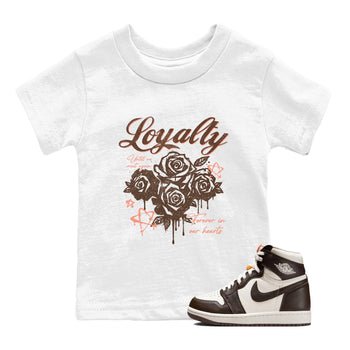 Sneaker match tees – Sneaker Tees To Match Air Jordan 1 Baroque Brown Shoes – Loyalty Kids T-Shirt White 1