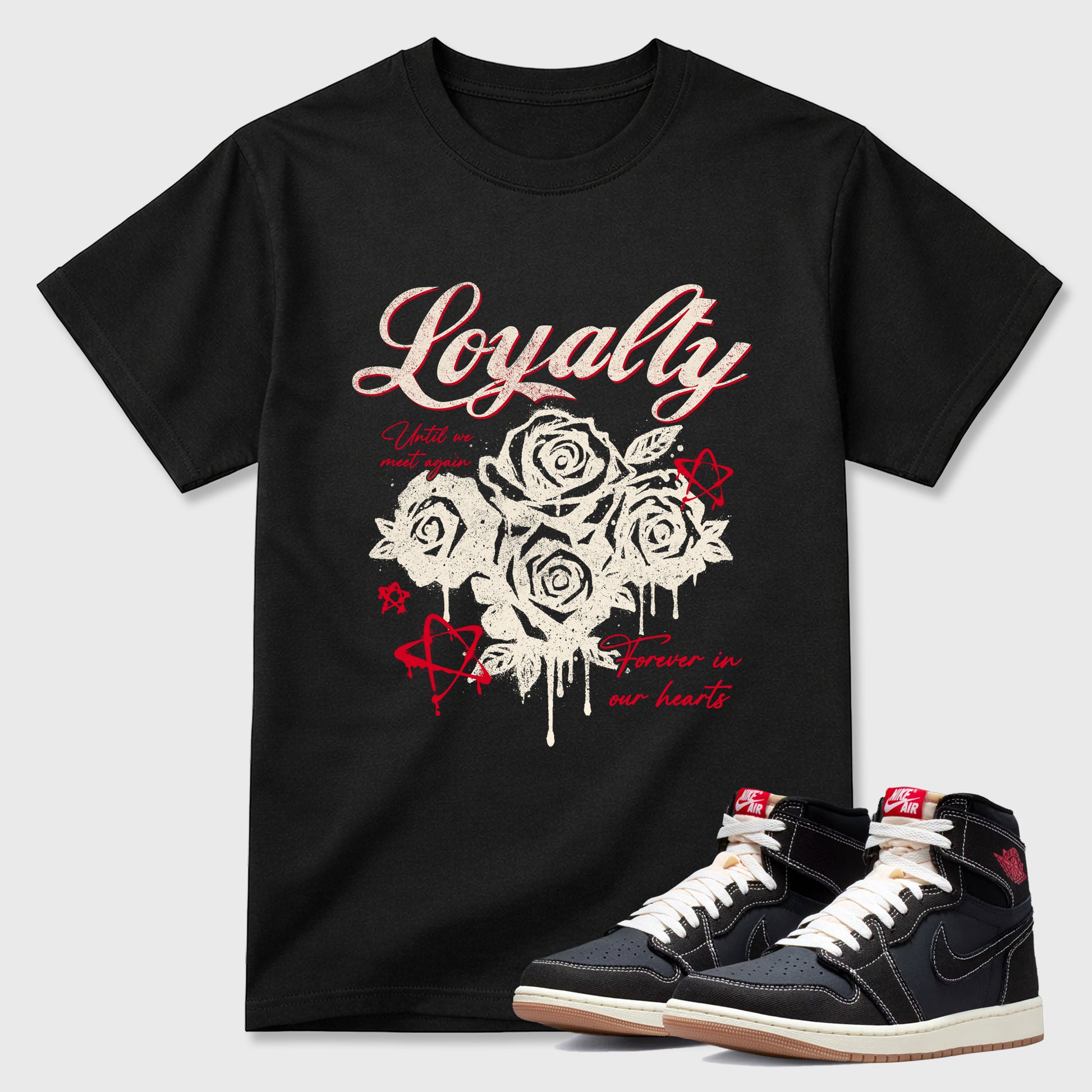 Sneaker match tees – Sneaker Tees To Match Air Jordan 1 Flight Club Shoes – Loyalty Tee Black 1