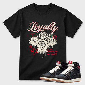 Sneaker match tees – Sneaker Tees To Match Air Jordan 1 Flight Club Shoes – Loyalty Tee Black 1