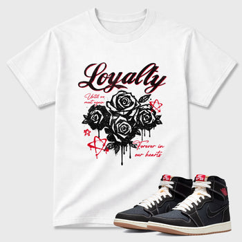 Sneaker match tees – Sneaker Tees To Match Air Jordan 1 Flight Club Shoes – Loyalty Tee White 1