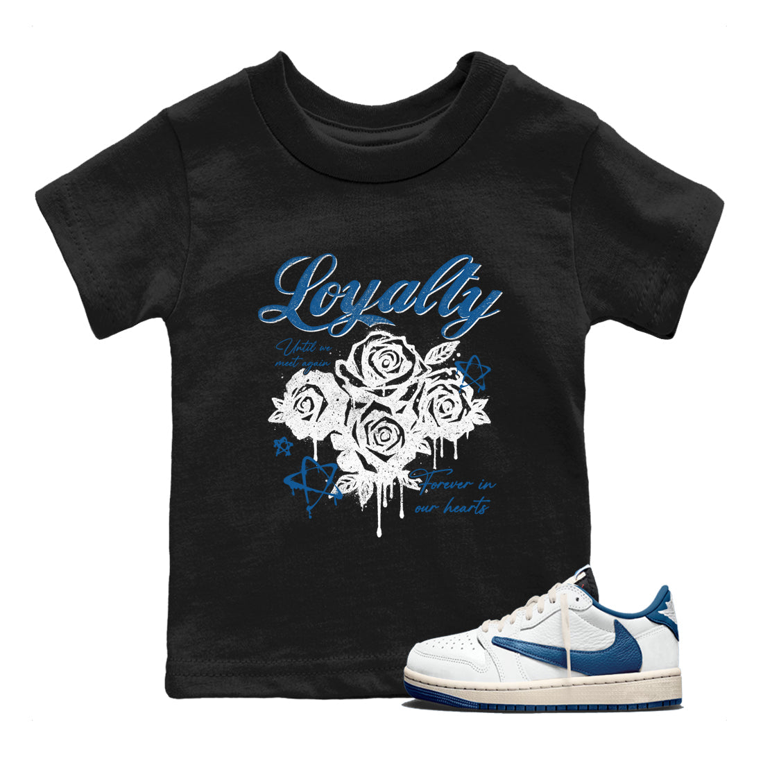 Sneaker Threads – Sneaker Threads To Match Air Jordan 1 Travis Scott Fragment Shoes – Loyalty Kids T-Shirt Black 1