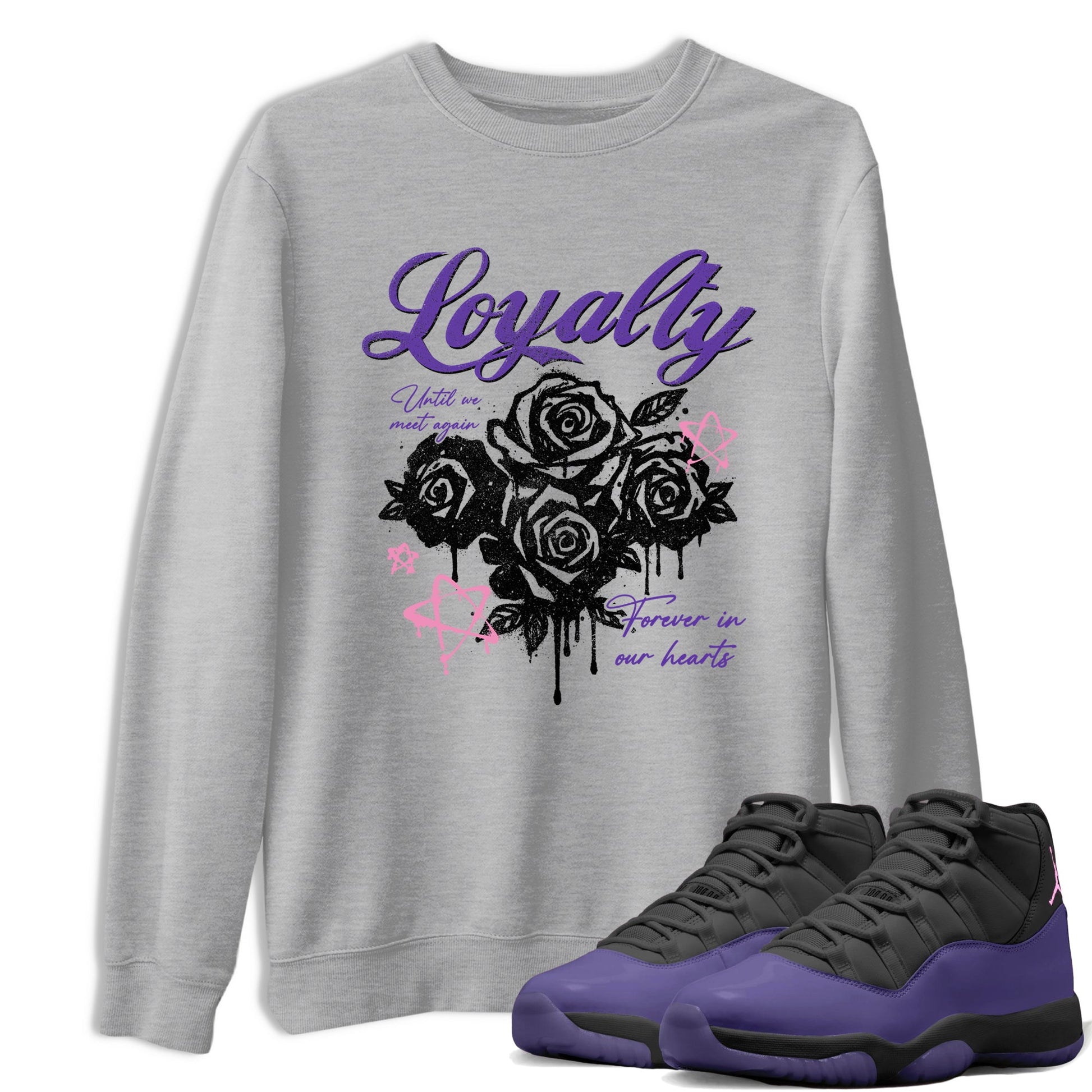 Sneaker match tees – Sneaker Tees To Match Air Jordan 11 Canyon Purple Shoes – Loyalty Tee Heather Grey 1