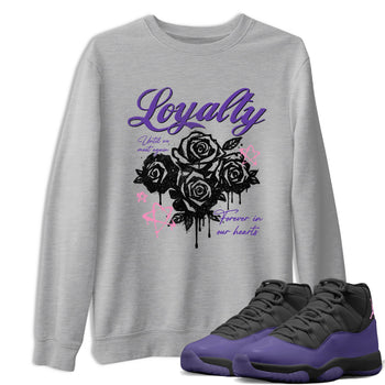 Sneaker match tees – Sneaker Tees To Match Air Jordan 11 Canyon Purple Shoes – Loyalty Tee Heather Grey 1