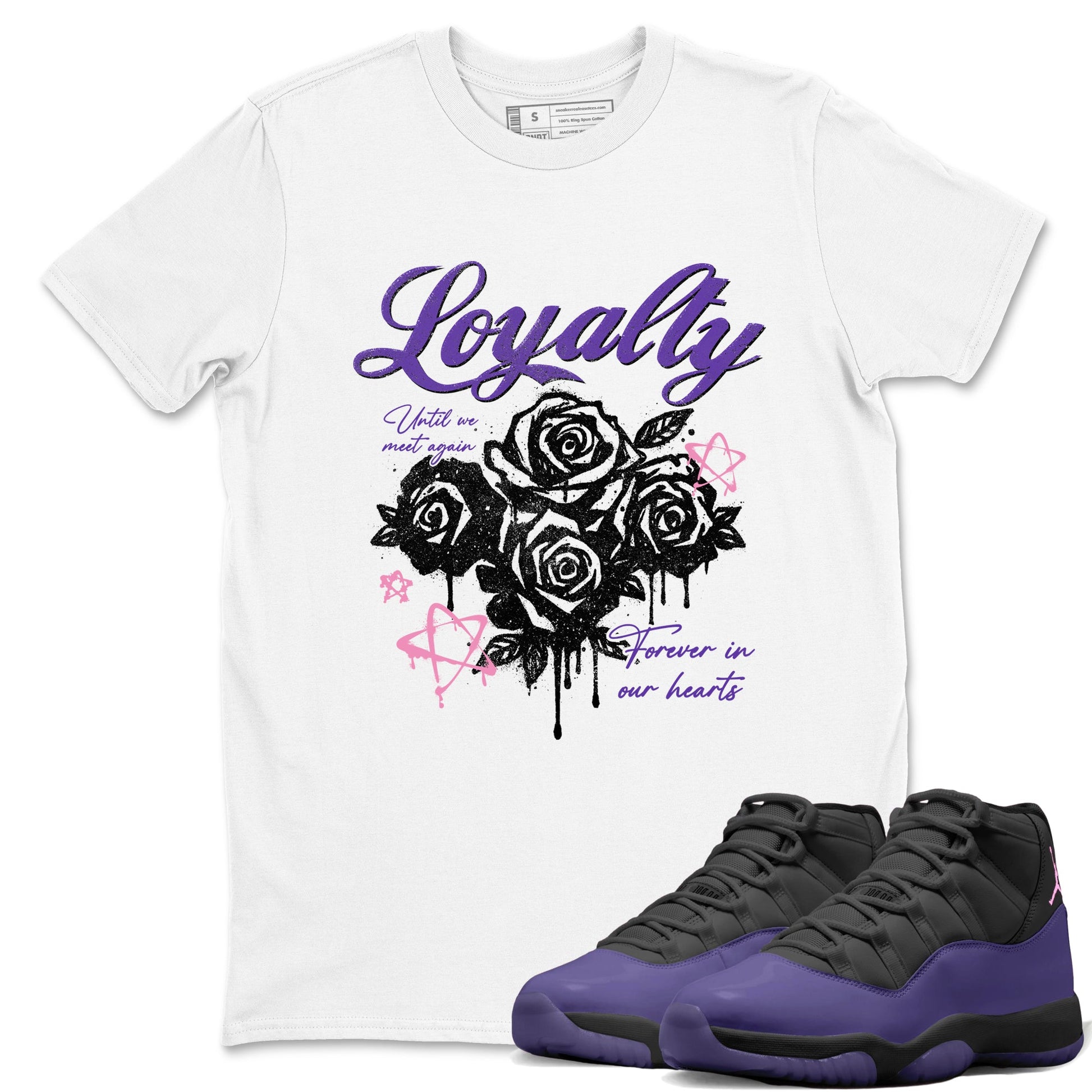 Sneaker match tees – Sneaker Tees To Match Air Jordan 11 Canyon Purple Shoes – Loyalty Tee White 1